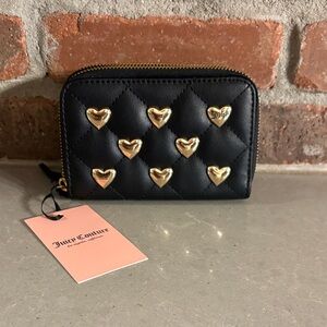 Juicy Couture Quilted Black Wallet with Gold Hearts
